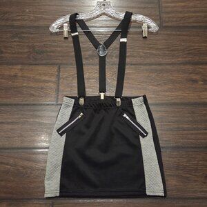 Jupe Girls Black and Grey Skirt with Black Suspenders, Girls Size 14